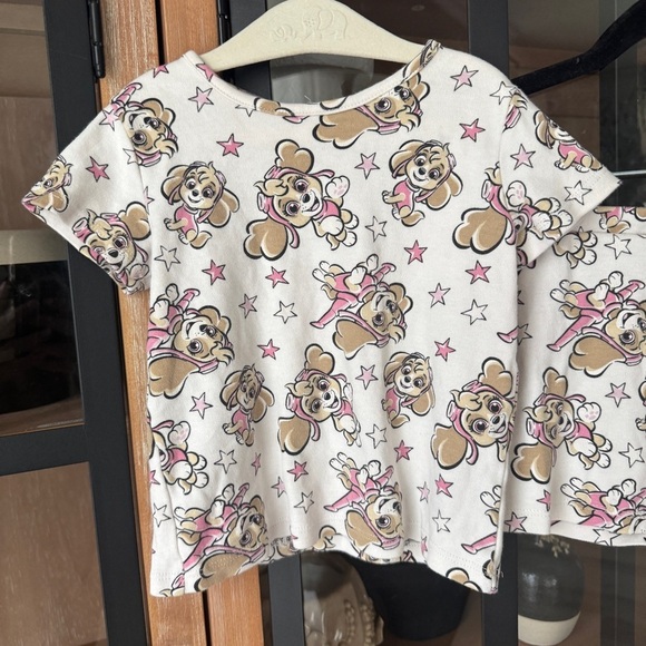 Paw Patrol set toddler girl matching tee shorts biker tshirt skyler beige stars - Picture 5 of 5